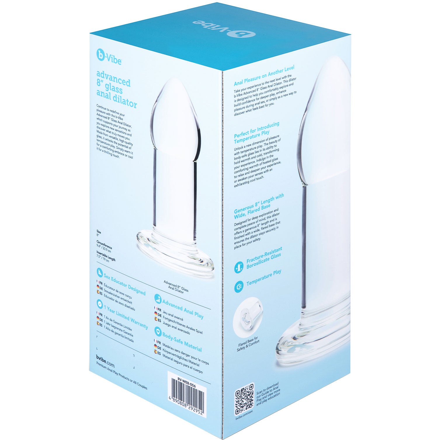 b-Vibe Advanced 8 Inch Glass Anal Dilator