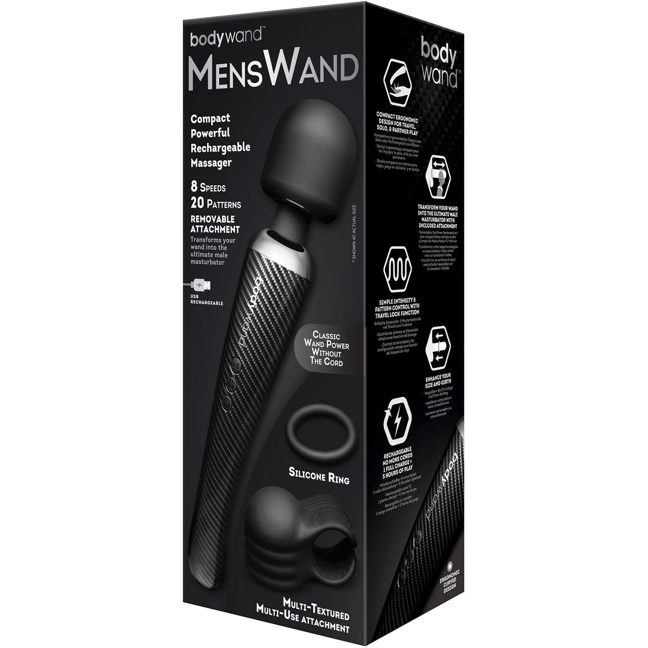 MensWand Rechargeable Silicone Massager By Bodywand - Black