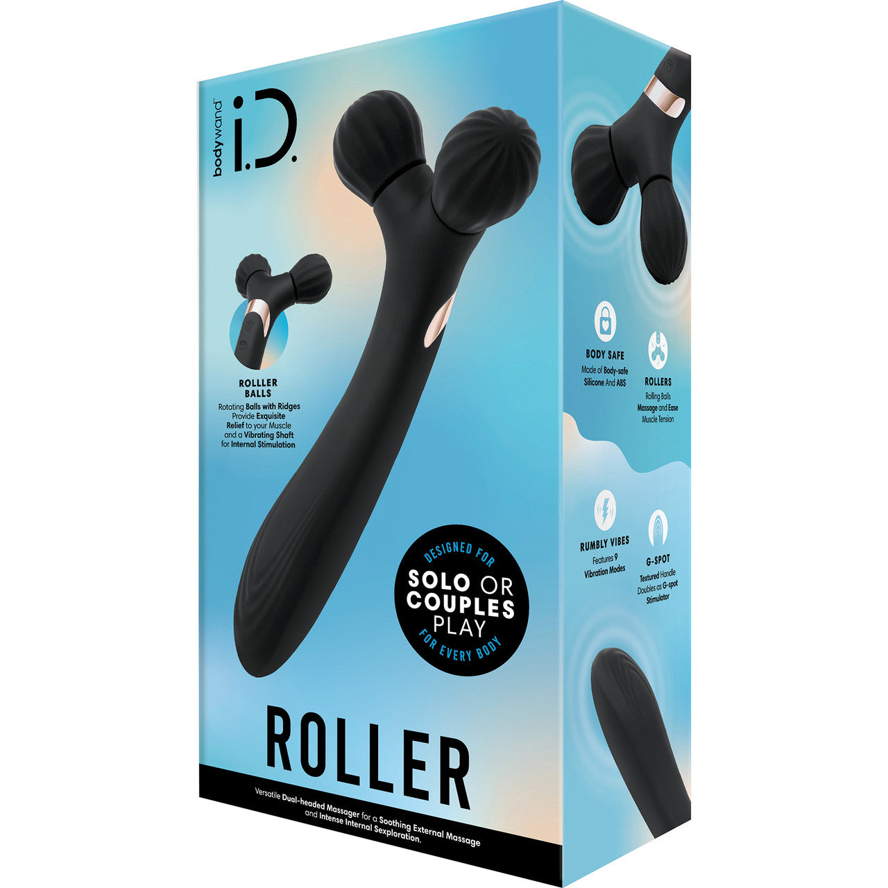 i.D. Roller Rechargeable Silicone Body Massager & G-Spot Vibrator By Bodywand - Black