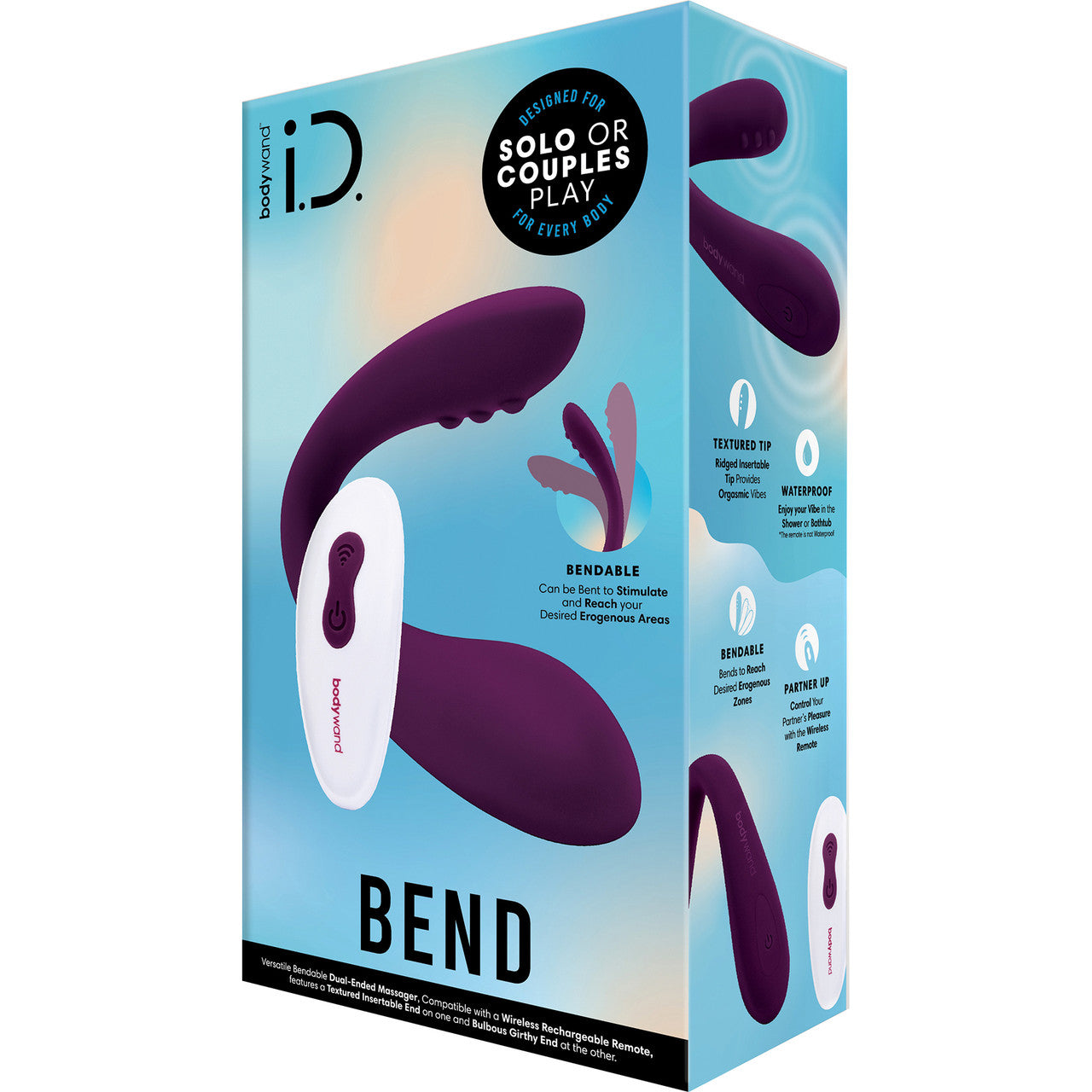 i.D. Bend Rechargeable Silicone Bendable Dual Stimulation Vibrator With Remote By Bodywand - Purple