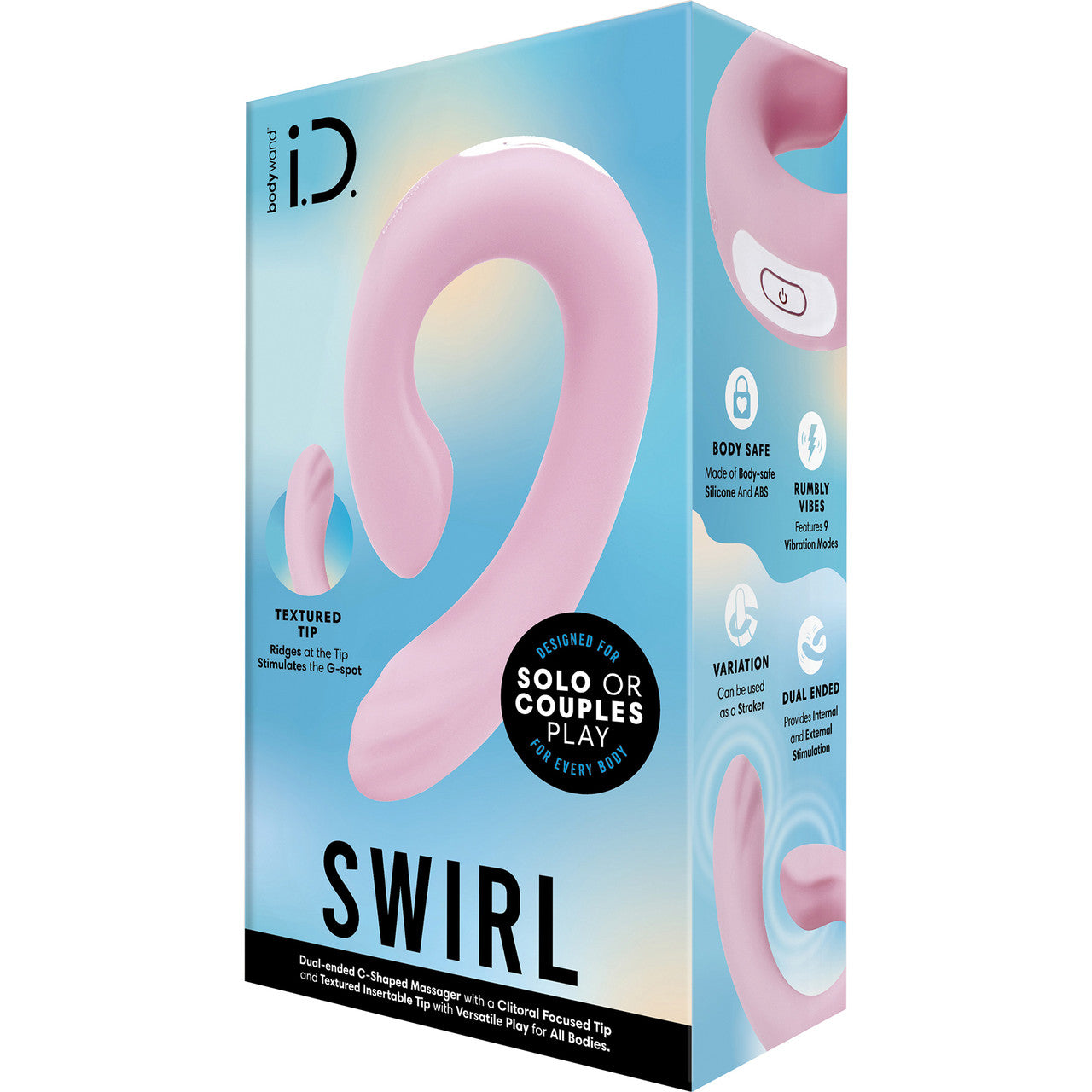 i.D. Swirl Rechargeable Waterproof Silicone Dual Stimulation Vibrator By Bodywand - Pink