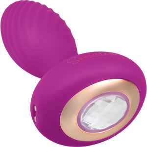 Socialite PARADIS Rechargeable Silicone Vibrating Jeweled Base Butt Plug By Bodywand - Purple