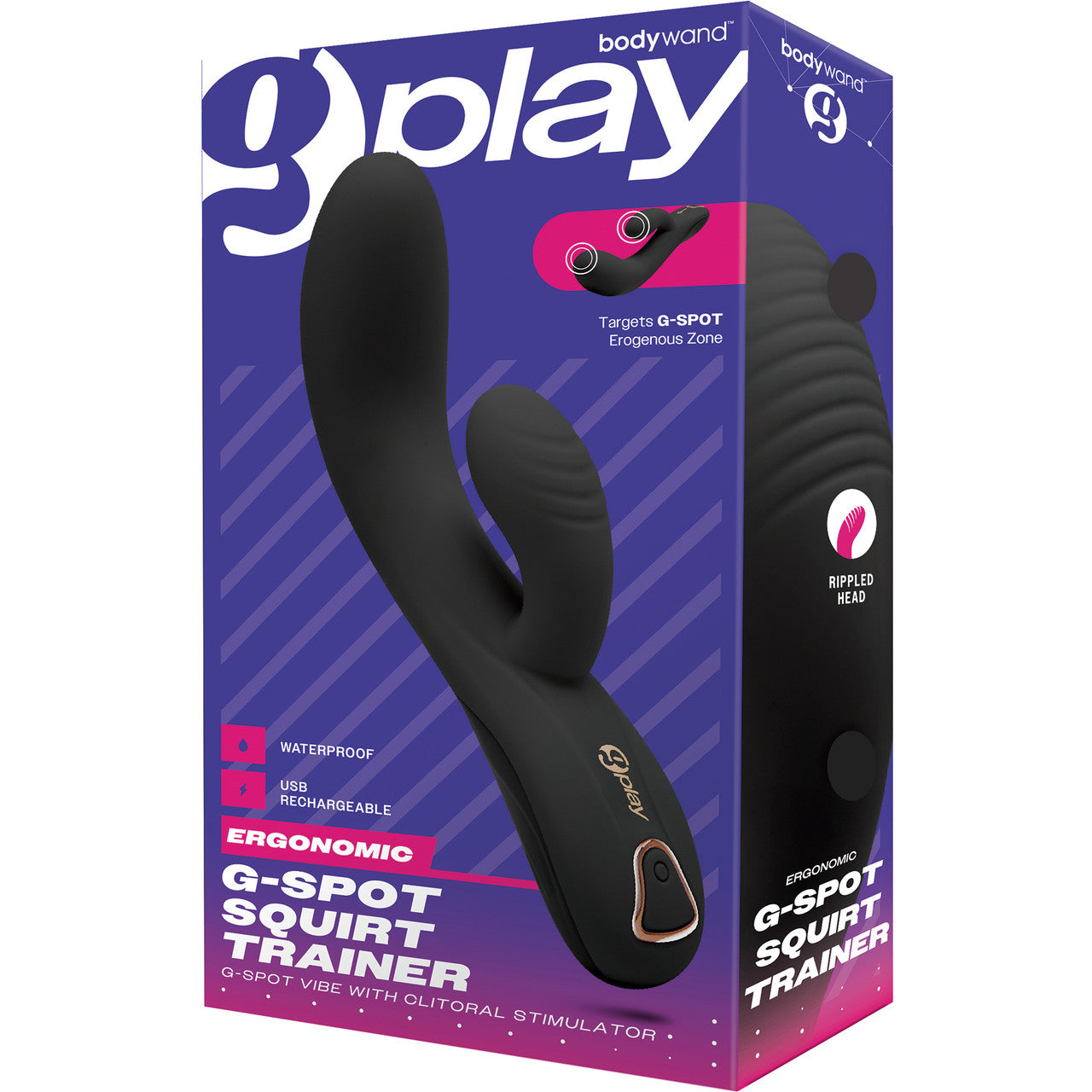 G-Play Ergonomic Squirt Trainer Rechargeable Silicone Dual Stimulation Vibrator By Bodywand - Black