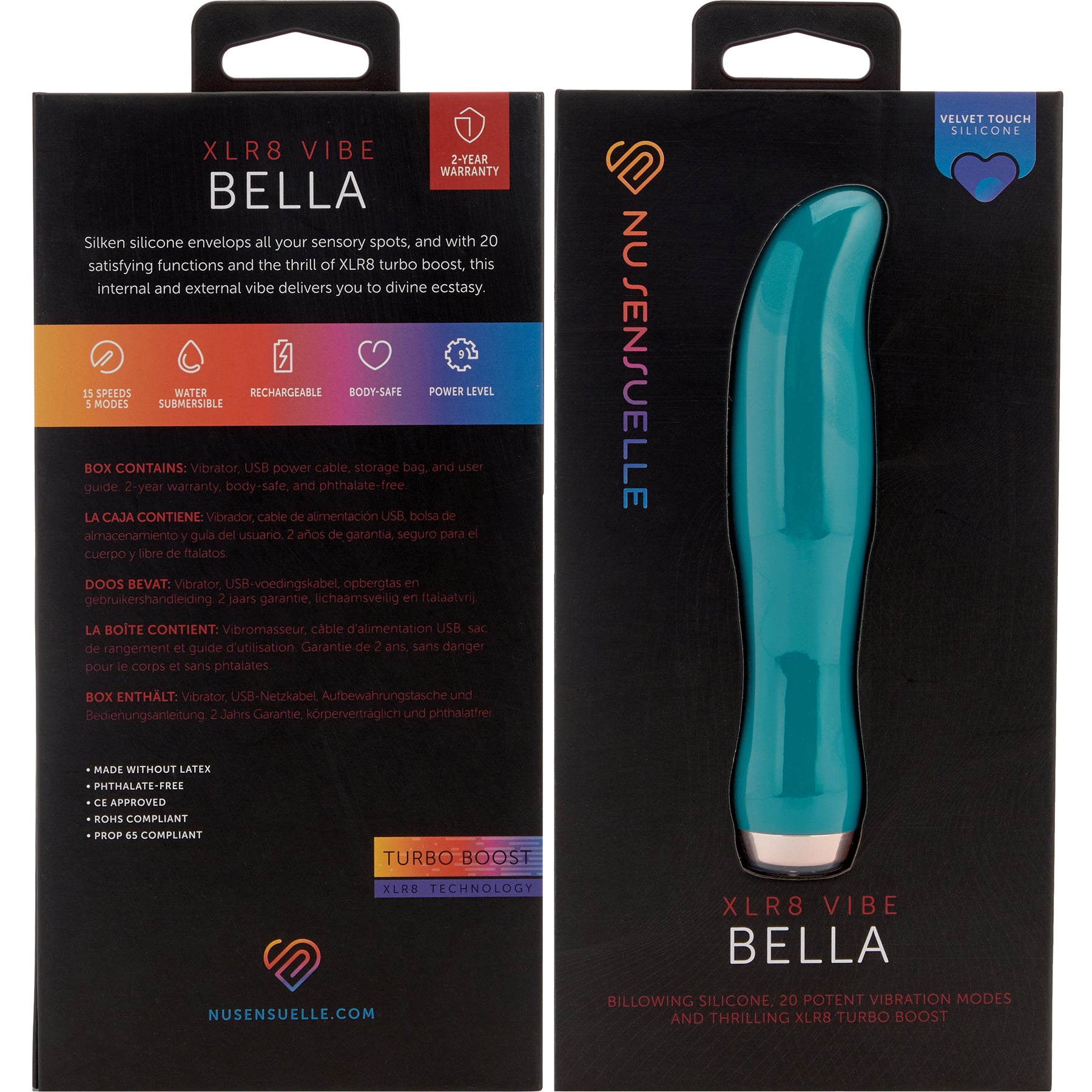 Bella XLR8 Rechargeable Silicone G-Spot Vibrator With Turbo Boost By Nu Sensuelle - Emerald Green