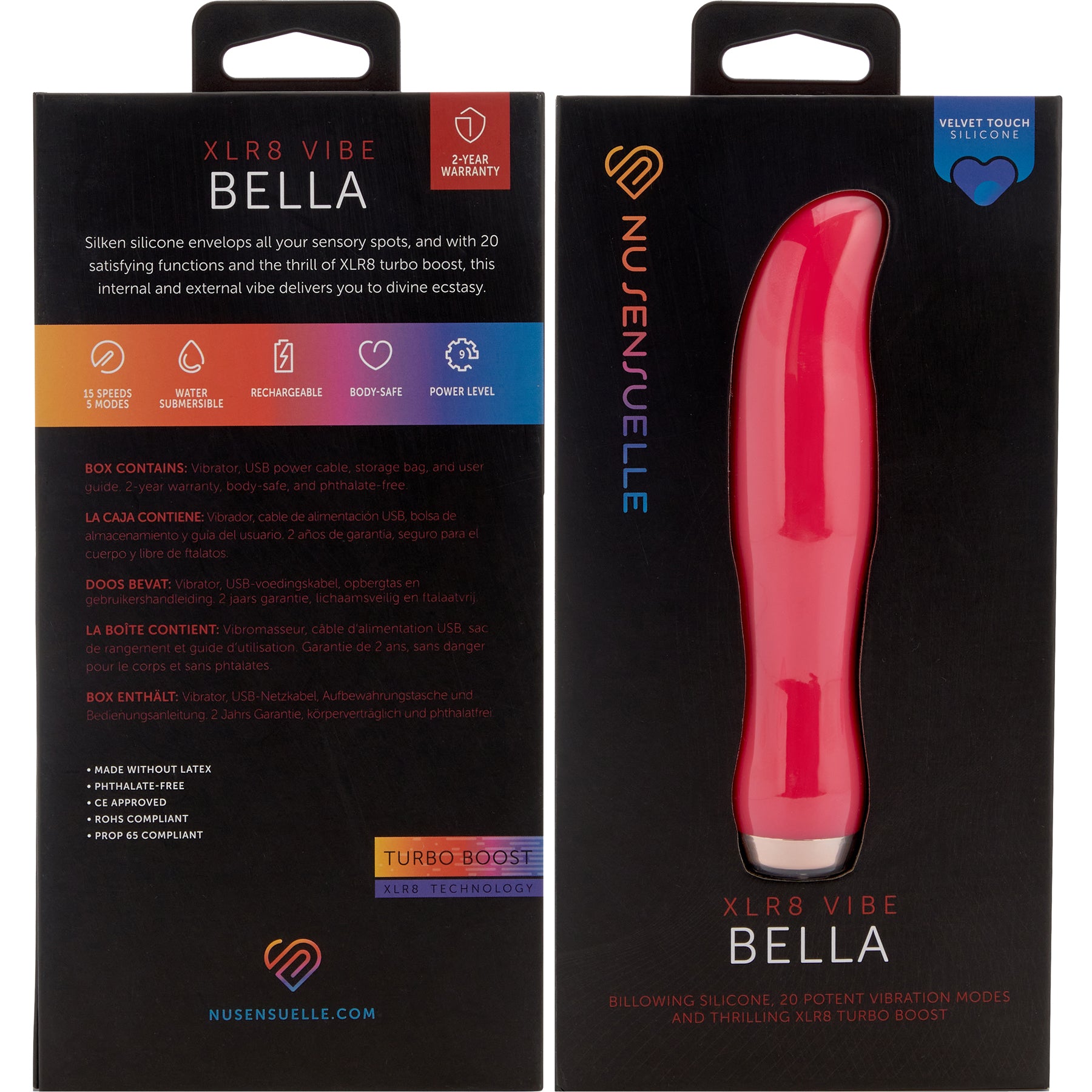 Bella XLR8 Rechargeable Silicone G-Spot Vibrator With Turbo Boost By Nu Sensuelle - Pink