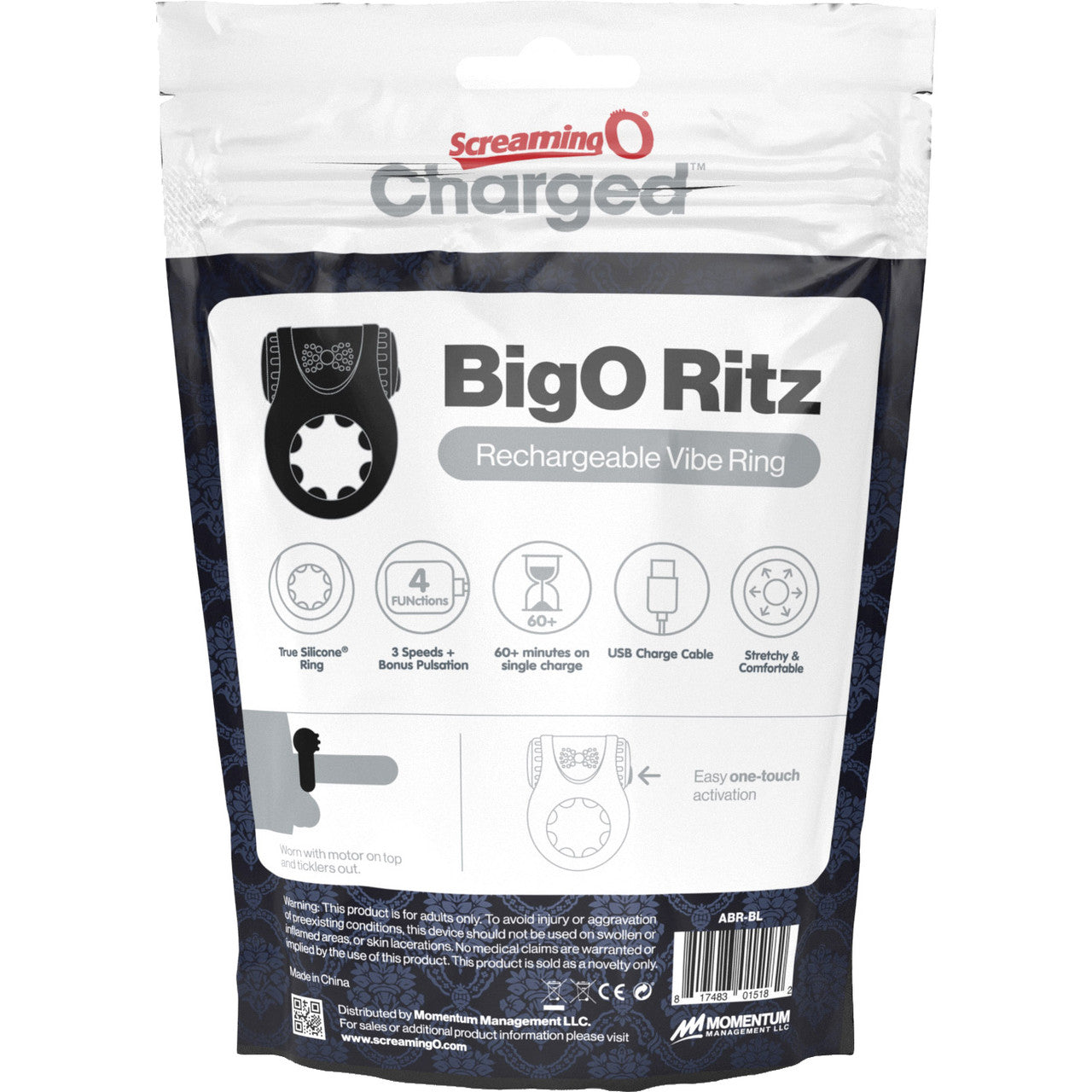 Charged Big O Ritz Silicone Rechargeable Vibrating Cock Ring By Scream Charged Big O Ritz Silicone Rechargeable Vibrating Cock Ring By Scream