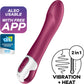 Satisfyer Big Heat Rechargeable Waterproof Warming App Enabled 12-Function G-Spot Vibrator - Berry