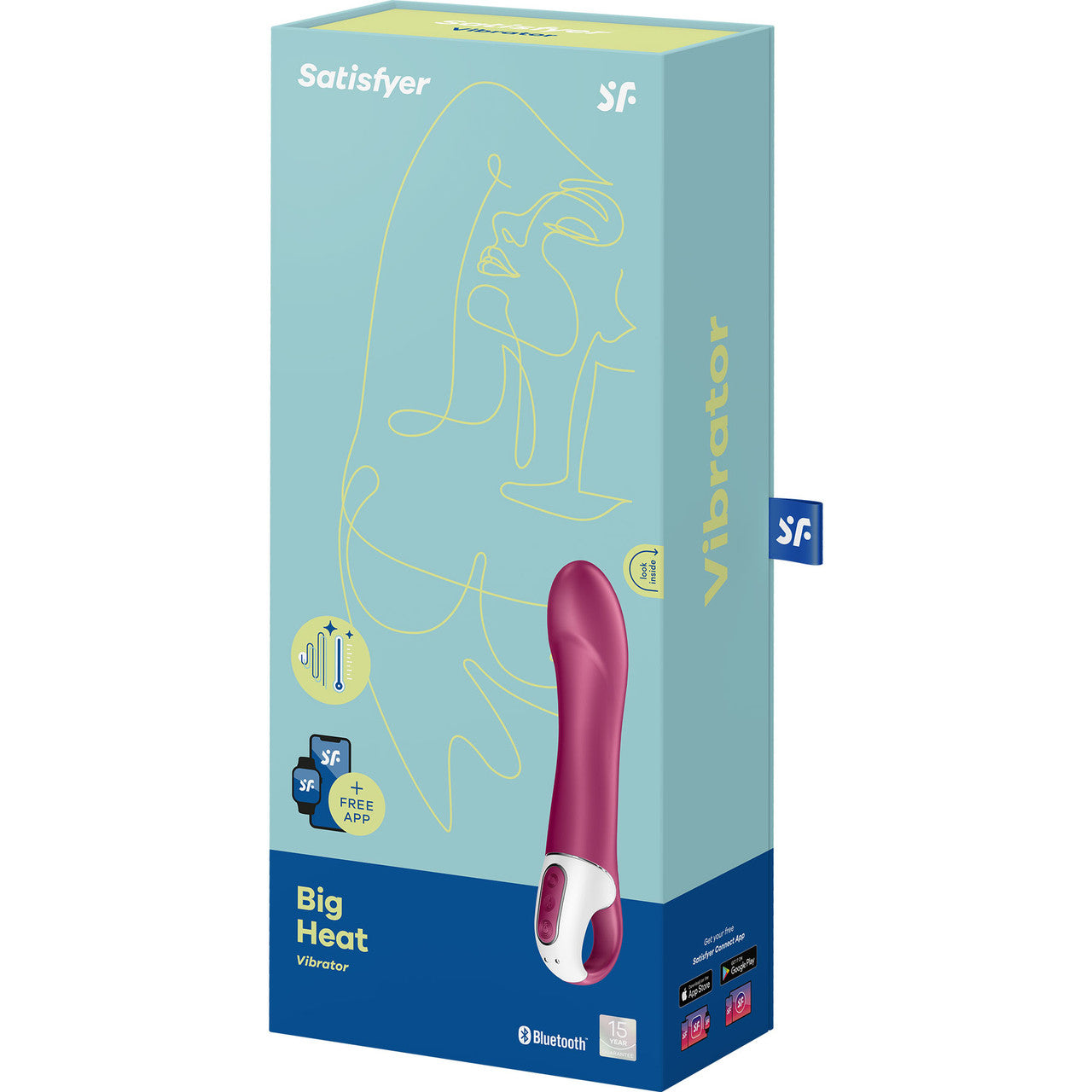 Satisfyer Big Heat Rechargeable Waterproof Warming App Enabled 12-Function G-Spot Vibrator - Berry