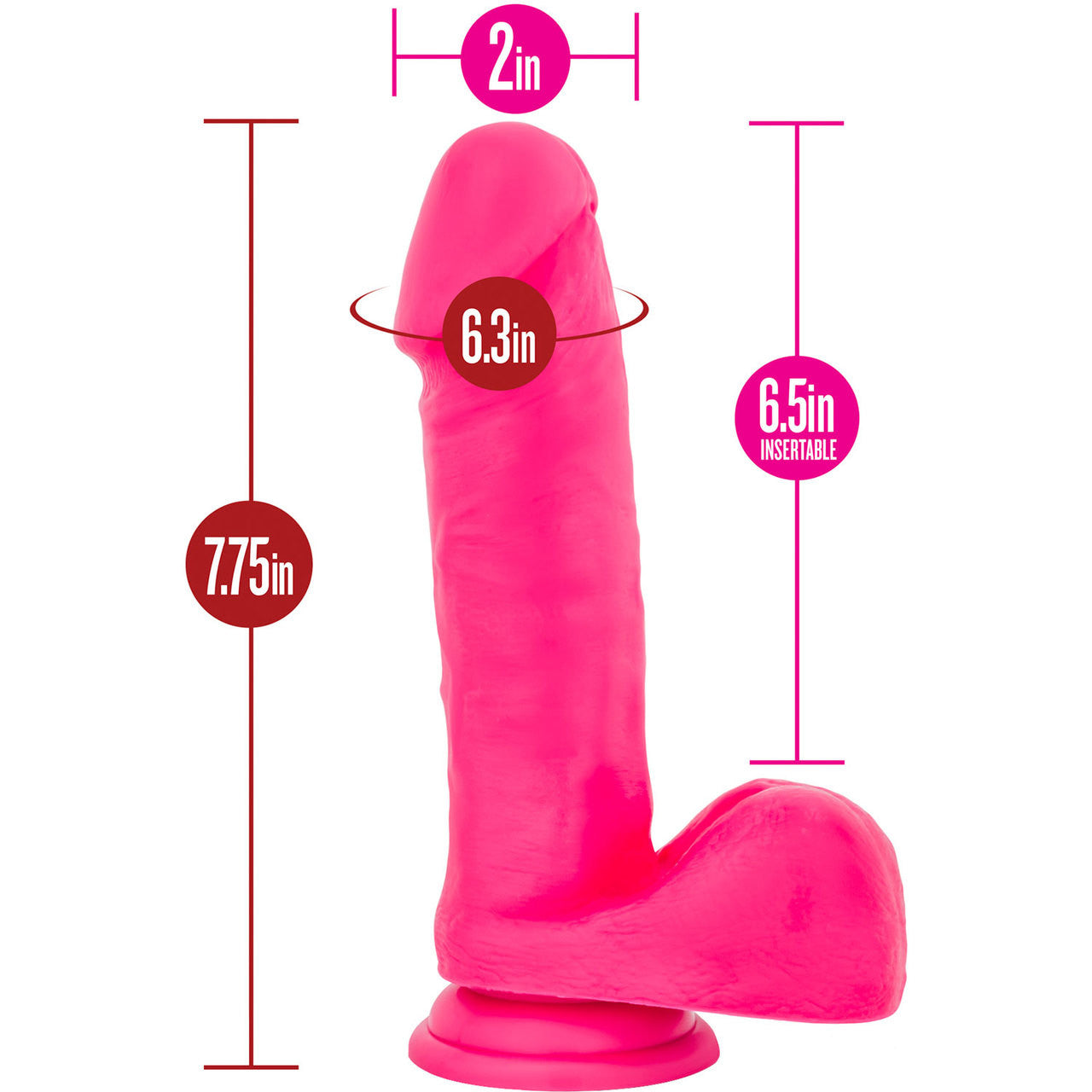 Ruse Big Poppa Silicone Suction Cup Dildo by Blush Novelties - Hot Pink