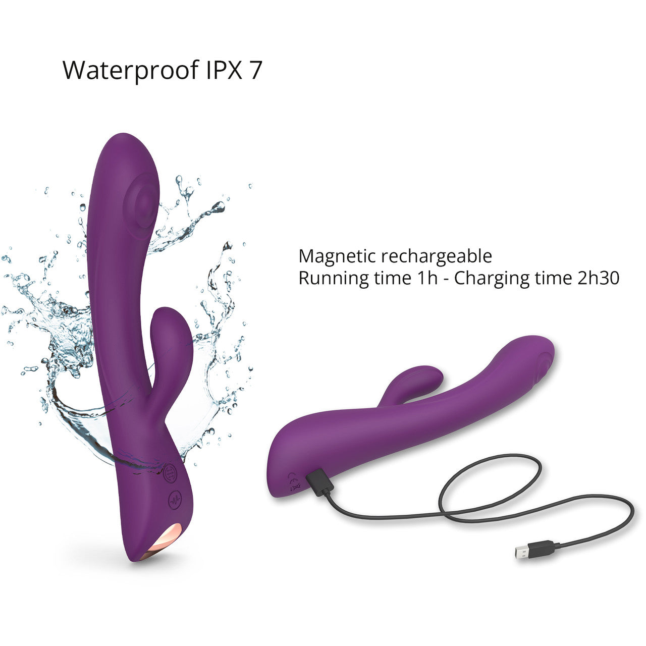 Bunny & Clyde Rechargeable Silicone Rabbit Vibrator By Love To Love - Purple Rain