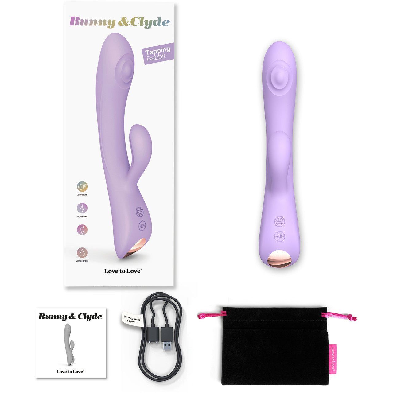 Bunny & Clyde Rechargeable Silicone Rabbit Vibrator By Love To Love - Viva Mauve