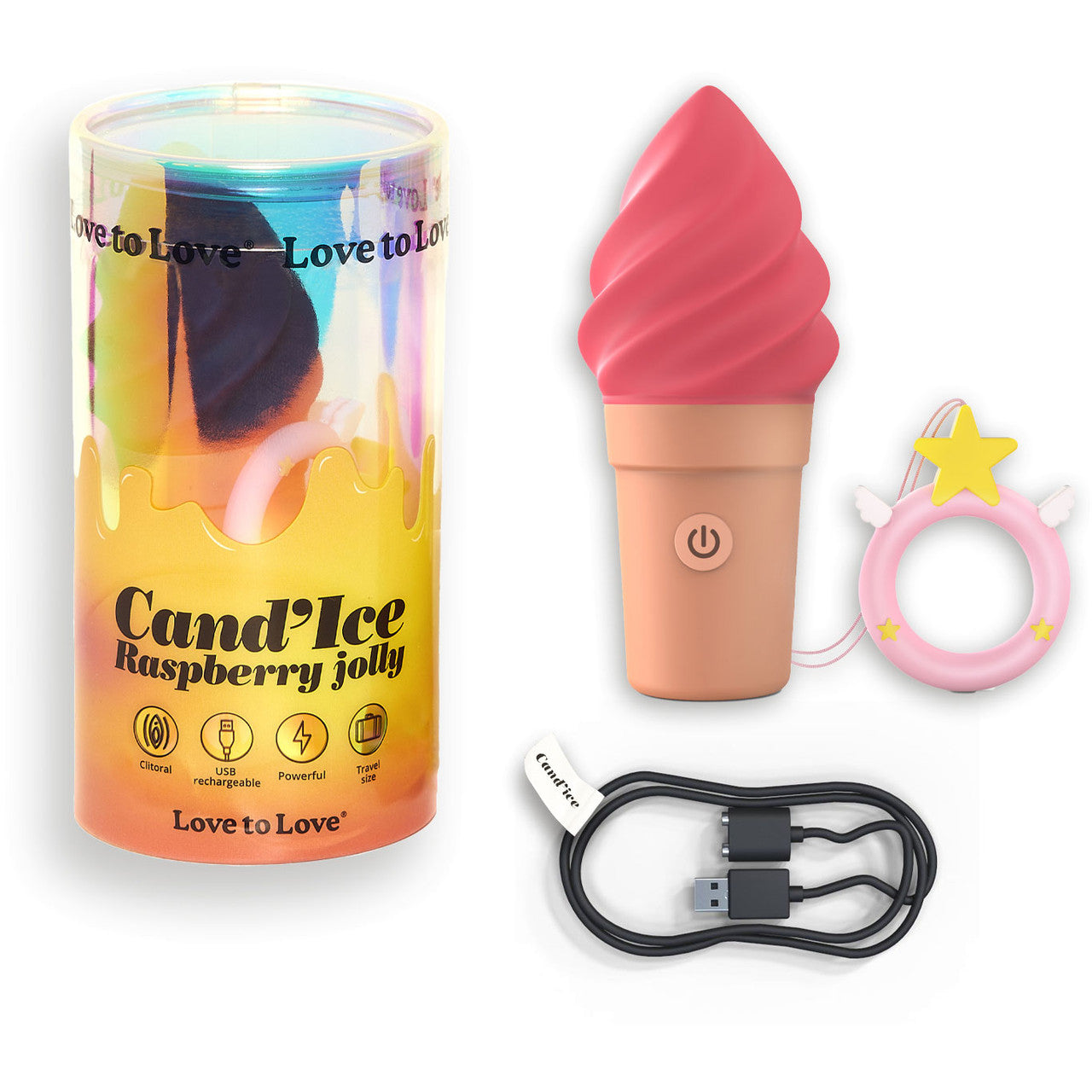 Cand'Ice Vibrating Rechargeable Silicone Ice Cream Cone By Love To Love - Raspberry