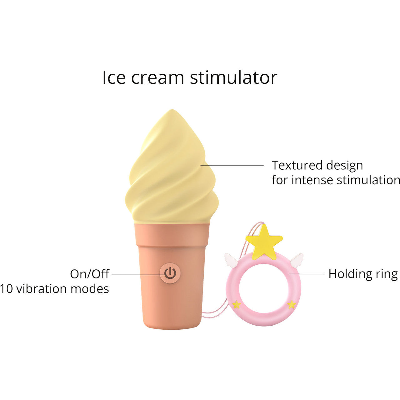 Cand'Ice Vibrating Rechargeable Silicone Ice Cream Cone By Love To Love - Vanilla