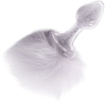 Magnetic Sparkle Bunny Tail Plug By Crystal Delights - White