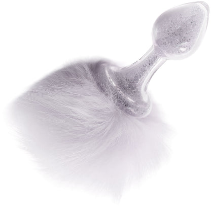 Magnetic Sparkle Bunny Tail Plug By Crystal Delights - White