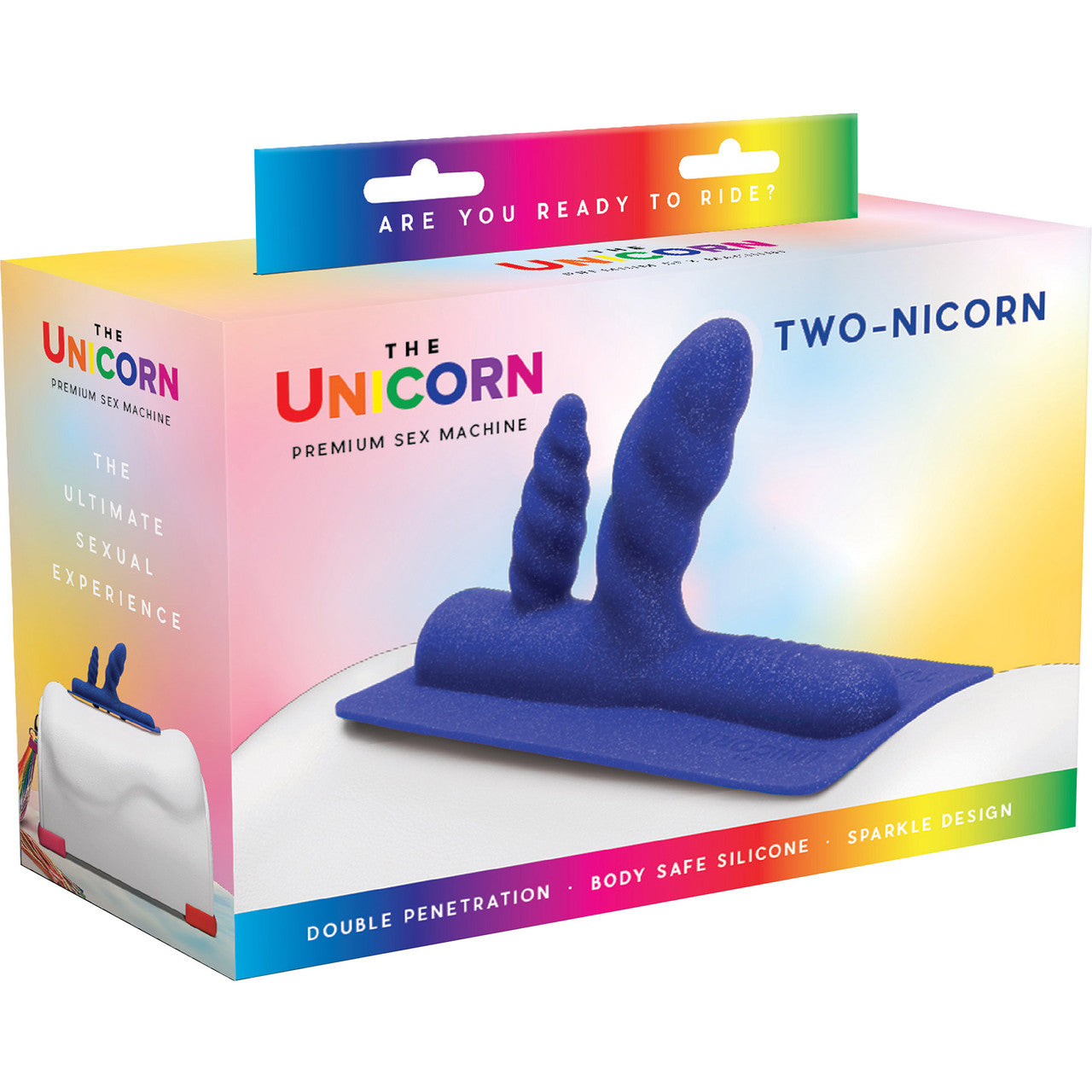 The Unicorn Two-Nicorn Silicone Double Penetration Attachment - Navy Blue