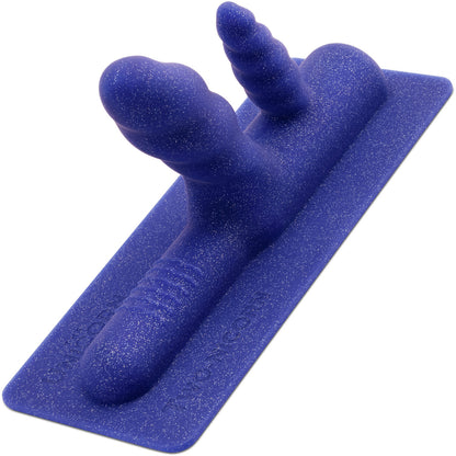 The Unicorn Two-Nicorn Silicone Double Penetration Attachment - Navy Blue