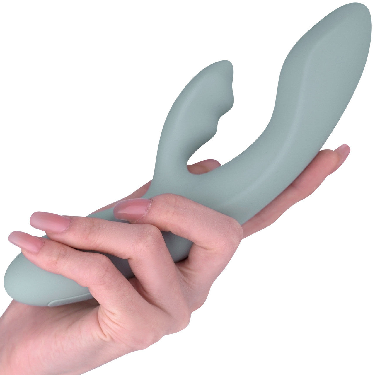 SVAKOM Chika Rechargeable Waterproof Silicone App Enabled Warming Dual Stimulation Vibrator - Turquoise Gray