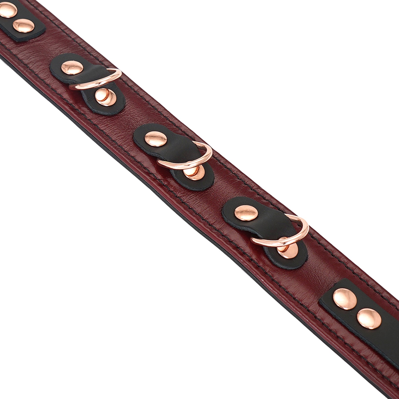 Wine Red Leather Collar With Rose Gold Chain Leash By Liebe Seele
