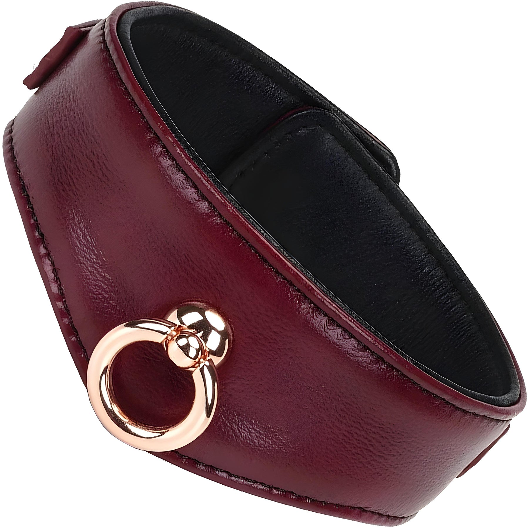 Wine Red Leather Collar With Rose Gold Chain Leash By Liebe Seele