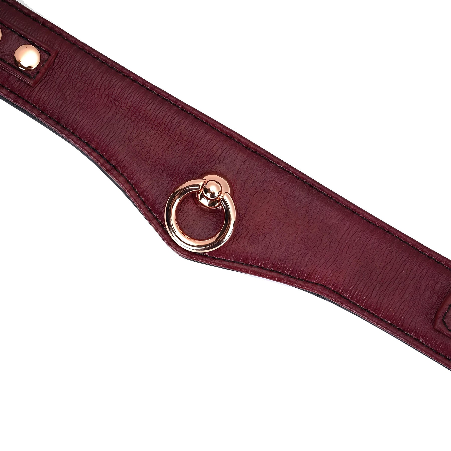 Wine Red Leather Collar With Rose Gold Chain Leash By Liebe Seele
