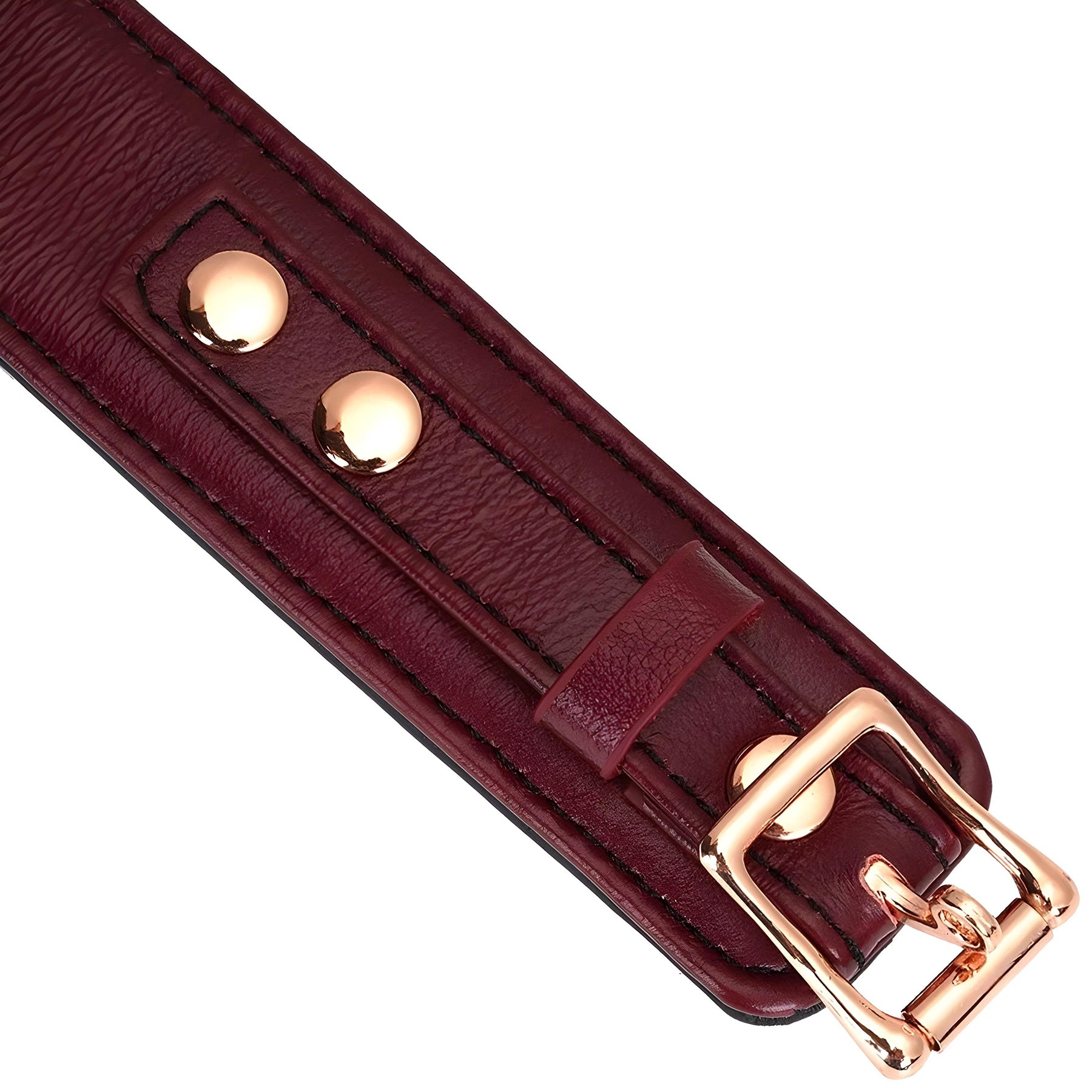 Wine Red Leather Collar With Rose Gold Chain Leash By Liebe Seele