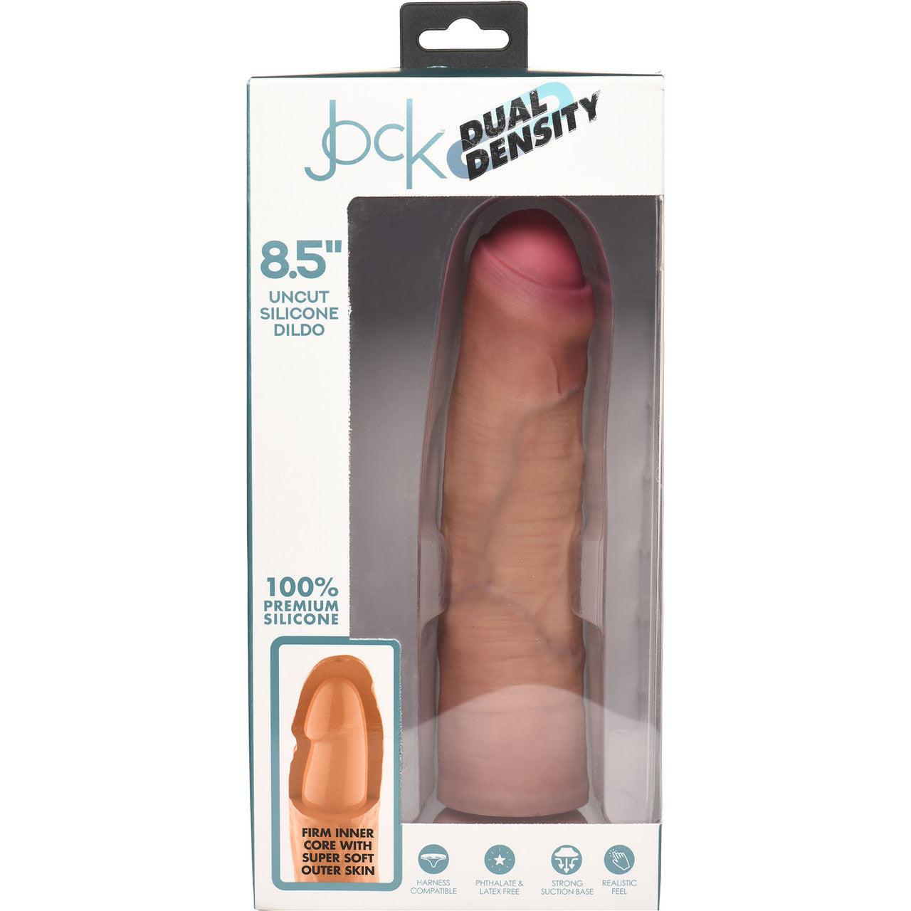 Jock Dual Density 8.5" Realistic Uncut Silicone Suction Cup Dildo - Vanilla