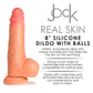 Jock Dual Density 8" Real Skin Realistic Silicone Suction Cup Dildo With Balls - Vanilla