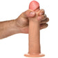 Jock Dual Density 8" Real Skin Rechargeable Vibrating Realistic Silicone Suction Cup Dildo - Vanilla