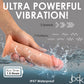 Jock Dual Density 8" Real Skin Rechargeable Vibrating Realistic Silicone Suction Cup Dildo - Vanilla