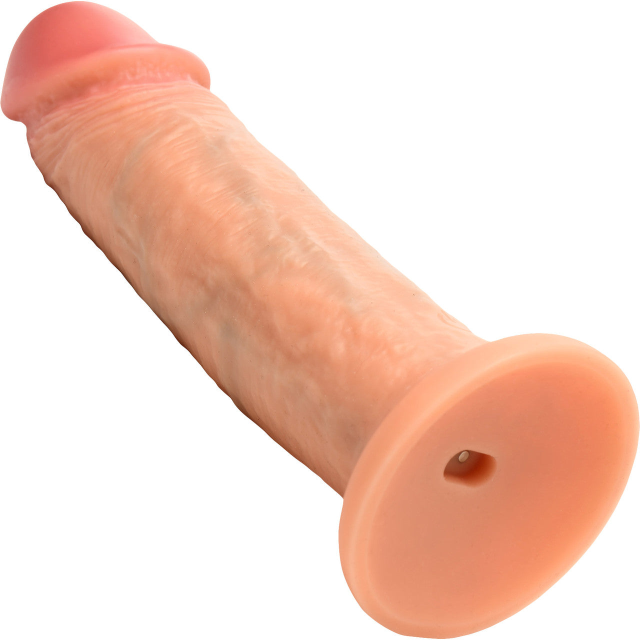 Jock Dual Density 8" Real Skin Rechargeable Vibrating Realistic Silicone Suction Cup Dildo - Vanilla