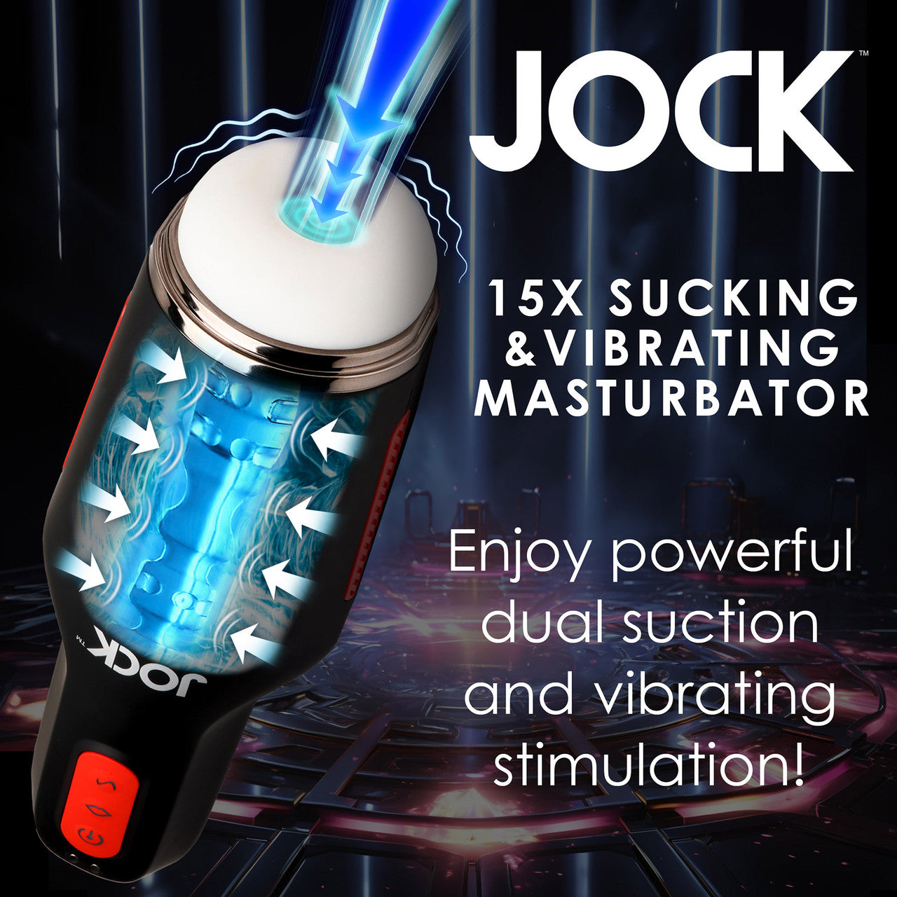 Jock 15X Sucking & Vibrating Rechargeable Penis Masturbator