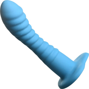 Simply Sweet Ribbed Silicone G-Spot Suction Cup Dildo - Blue