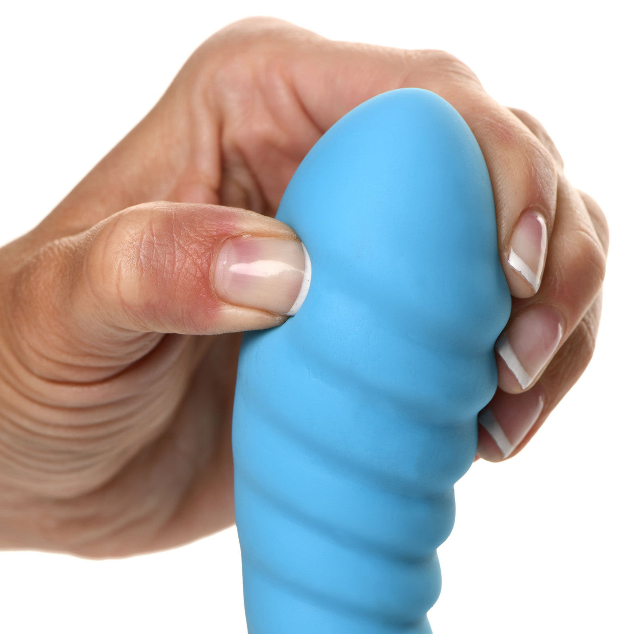 Simply Sweet Ribbed Silicone G-Spot Suction Cup Dildo - Blue