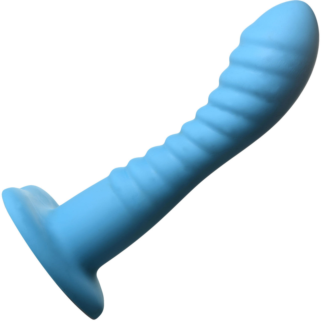 Simply Sweet Ribbed Silicone G-Spot Suction Cup Dildo - Blue