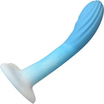 Simply Sweet Rippled Silicone G-Spot Suction Cup Dildo - Blue & White