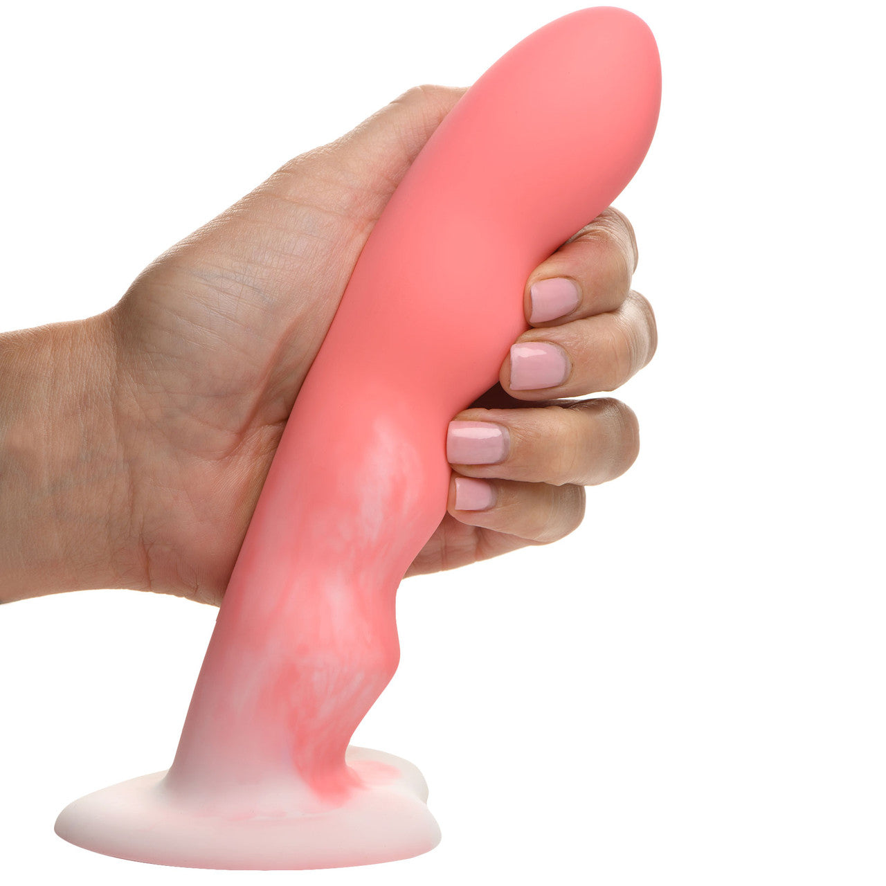 Simply Sweet Wavy Silicone G-Spot Suction Cup Dildo - Pink & White