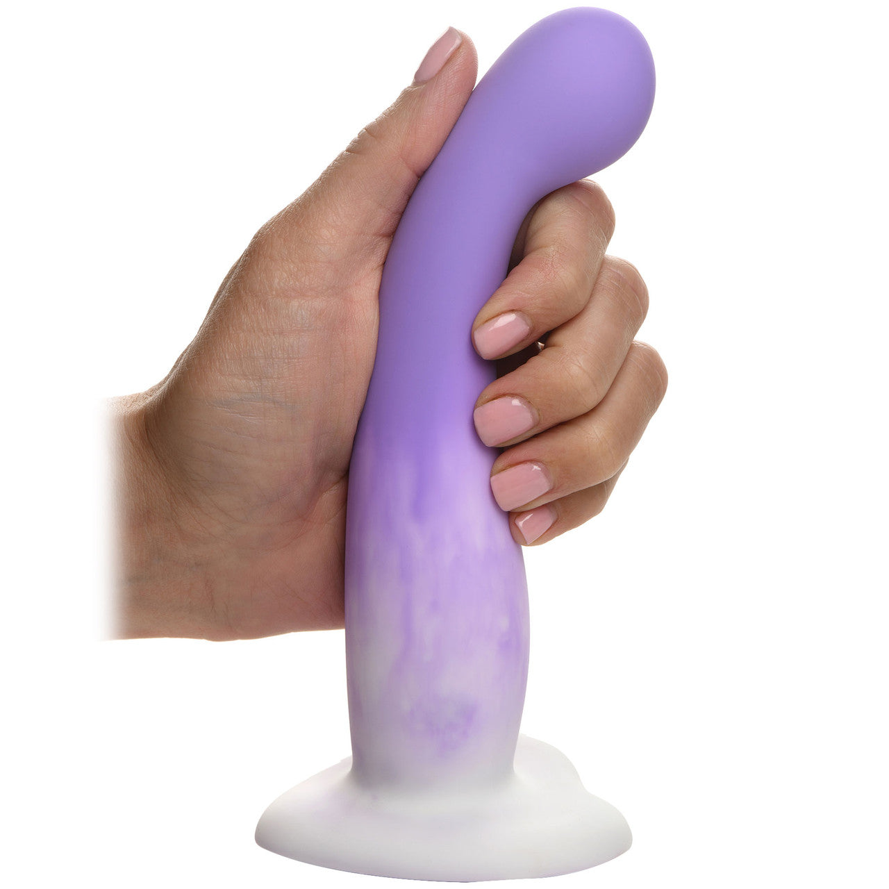 Simply Sweet Slim Silicone G-Spot Suction Cup Dildo - Purple & White