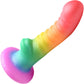 Simply Sweet Ribbed Rainbow 6.6" Silicone Suction Cup Dildo