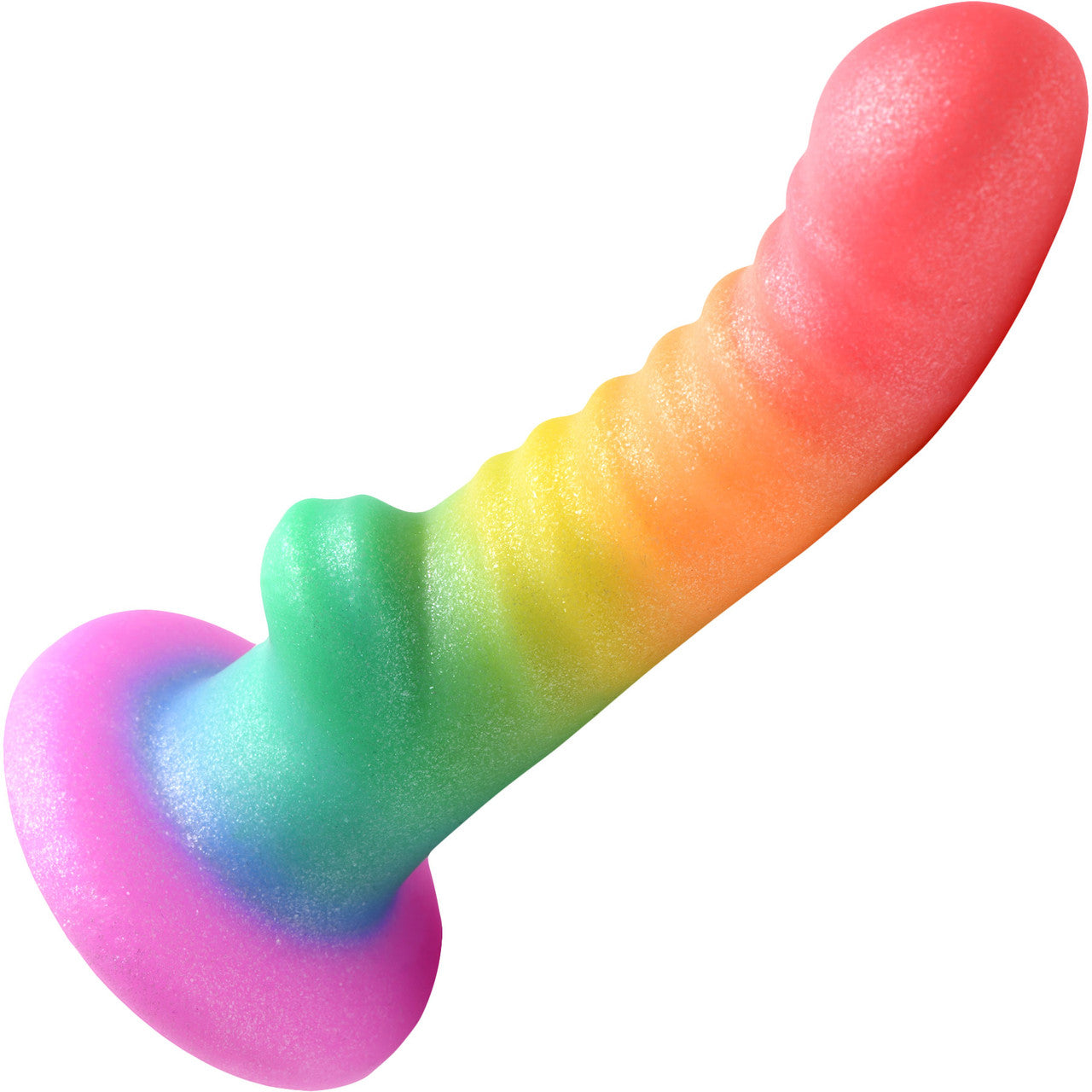 Simply Sweet Ribbed Rainbow 6.6" Silicone Suction Cup Dildo