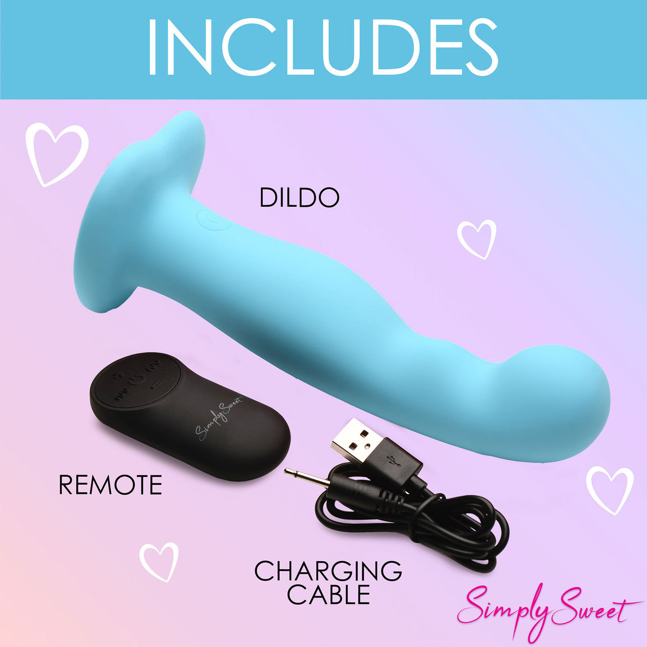 Simply Sweet 21X Vibrating Thick Rechargeable Silicone G-Spot Vibrator With Remote - Teal