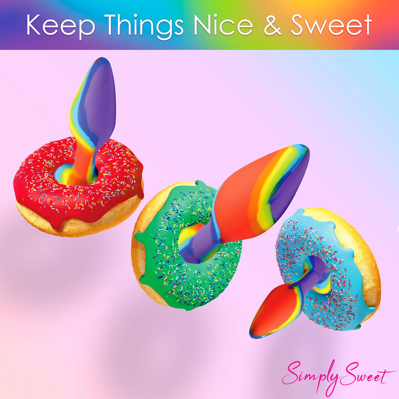 Simply Sweet Rainbow 3-Piece Silicone Butt Plug Set