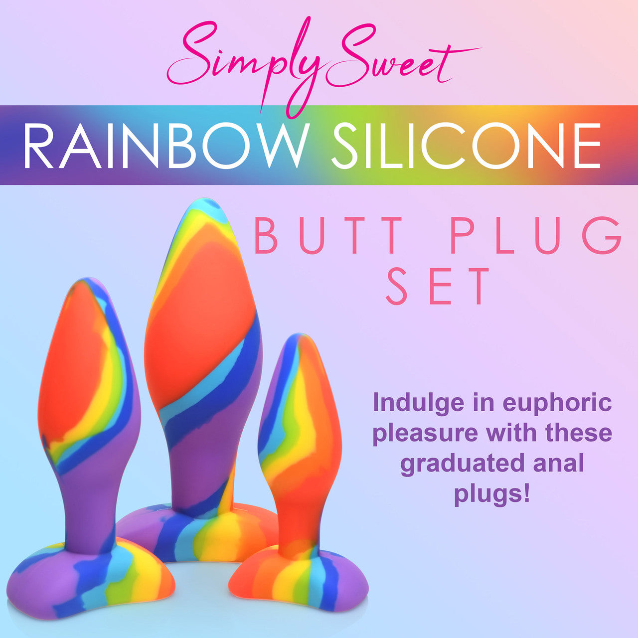 Simply Sweet Rainbow 3-Piece Silicone Butt Plug Set