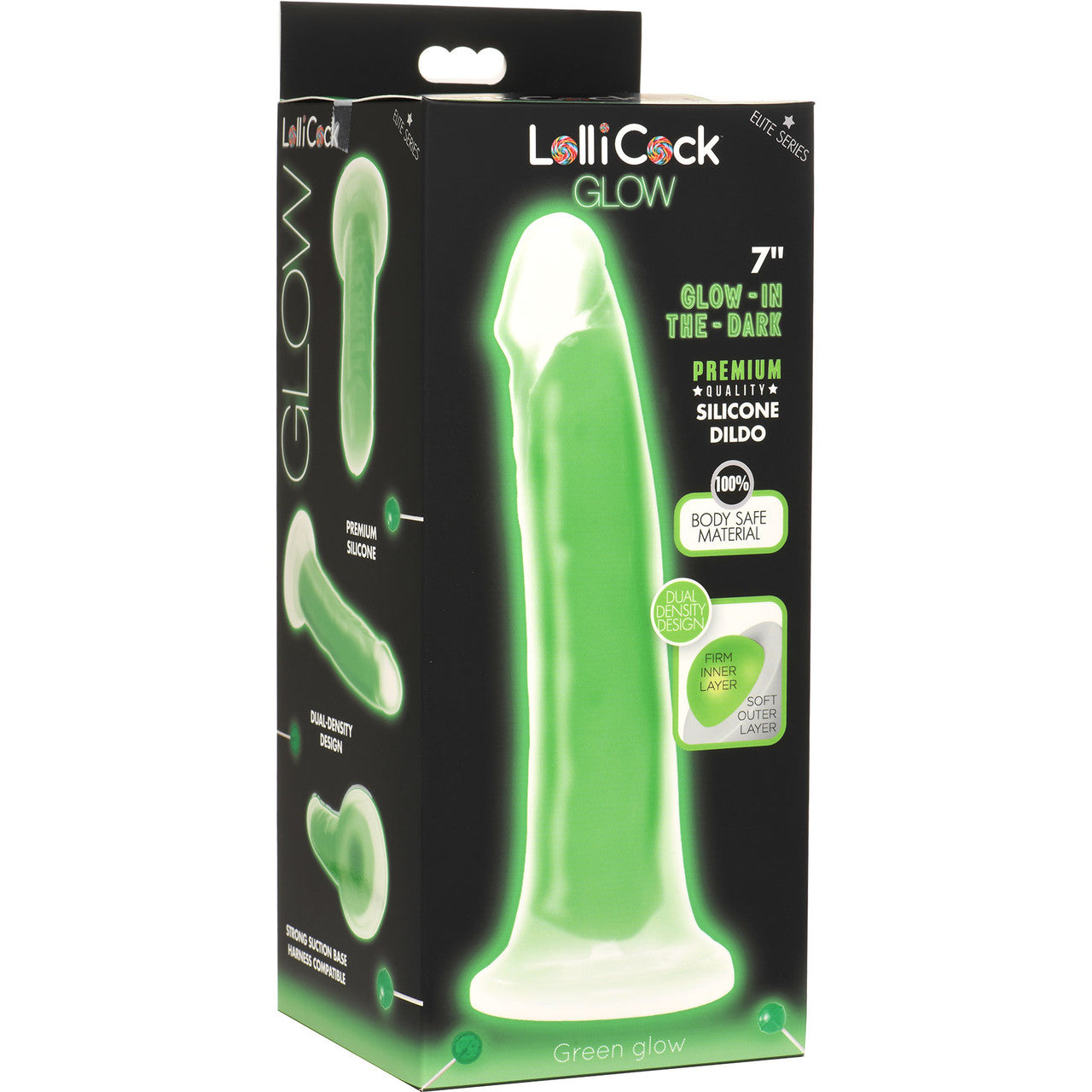 Lollicock Glow In The Dark 8" Silicone Suction Cup Dildo - Green