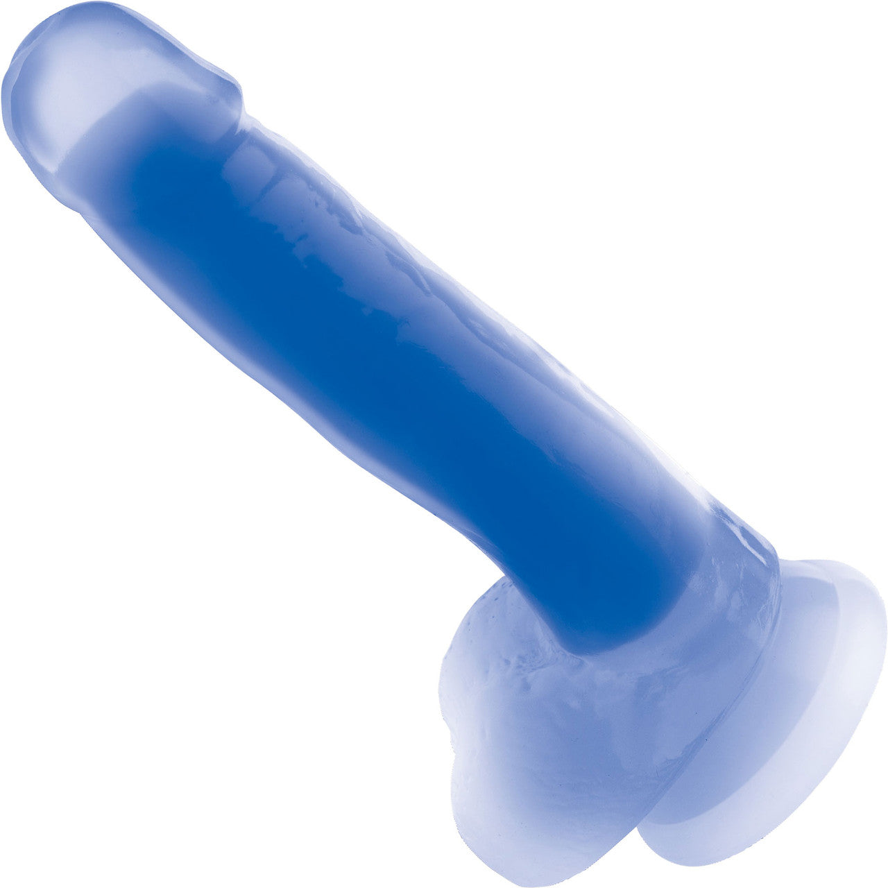 Lollicock Glow In The Dark 8.2" Silicone Suction Cup Dildo With Balls - Blue