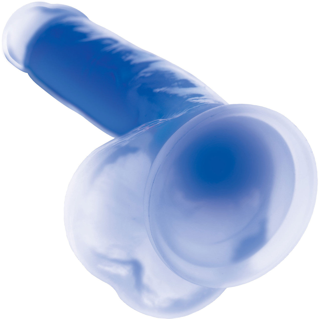 Lollicock Glow In The Dark 8.2" Silicone Suction Cup Dildo With Balls - Blue