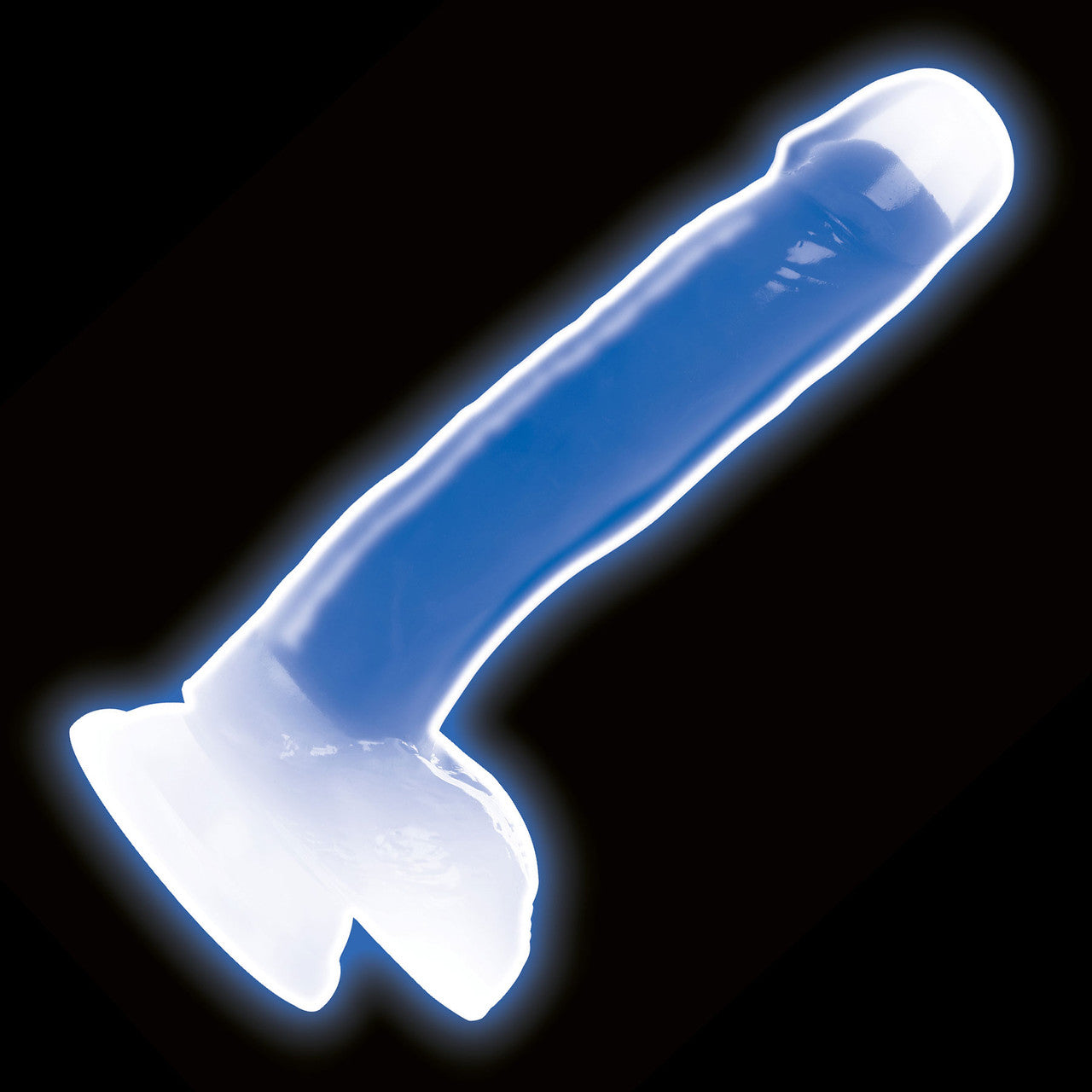 Lollicock Glow In The Dark 8.2" Silicone Suction Cup Dildo With Balls - Blue