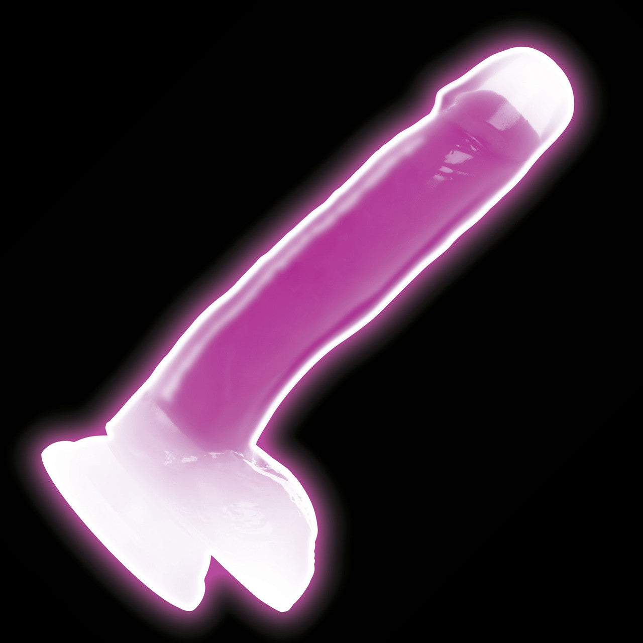 Lollicock Glow In The Dark 8.2" Silicone Suction Cup Dildo With Balls - Purple