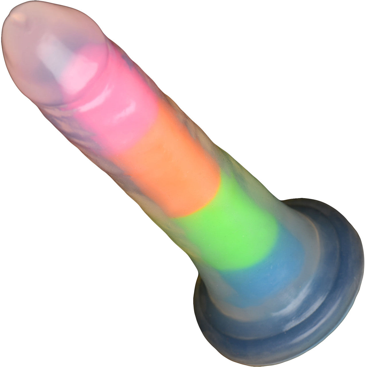 Lollicock Glow In The Dark 8" Silicone Suction Cup Dildo - Rainbow