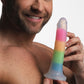 Lollicock Glow In The Dark 8" Silicone Suction Cup Dildo - Rainbow